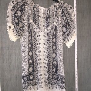 Joie soft sheer blouse, white and black tassel tie